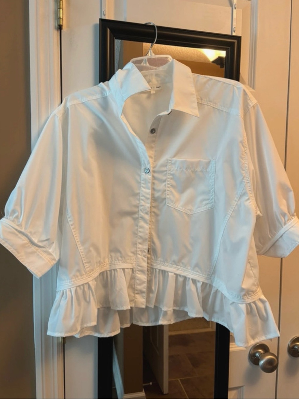 White Ruffle-Hem Top - Picture 2 of 3